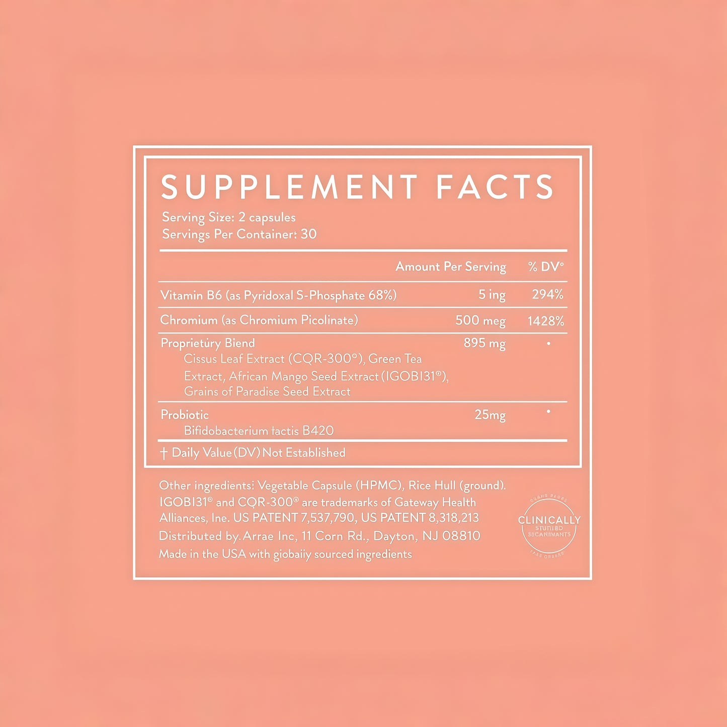 Arrae MB-1, Natural Dietary Supplement, Control Appetite, Increase Energy, Support Healthy Metabolism, 60 Capsules